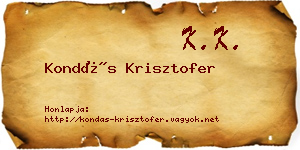 Kondás Krisztofer névjegykártya